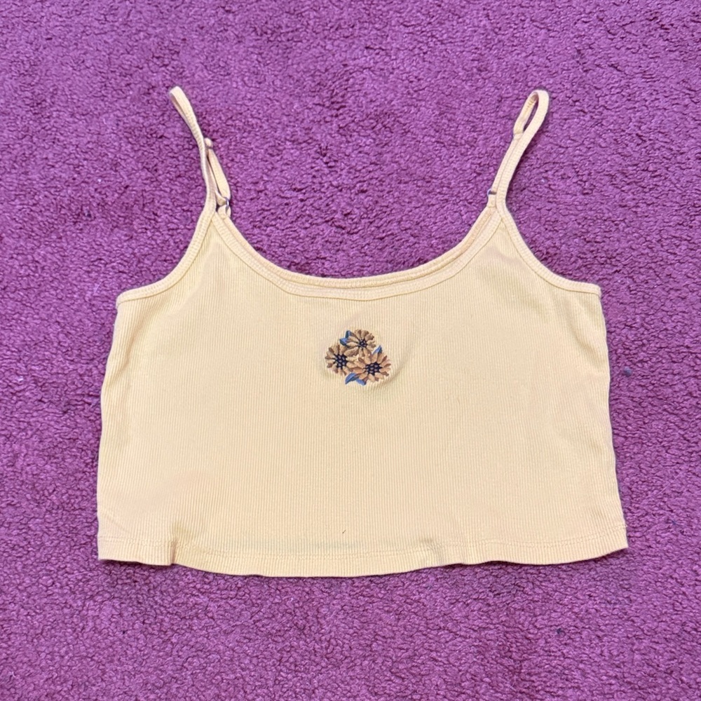 Hollister Cream Floral Crop Top